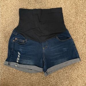 Stretchy Maternity Denim Shorts